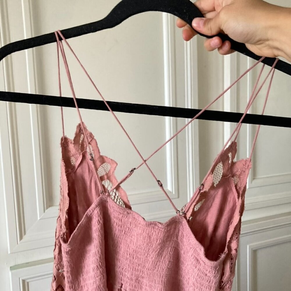 NWOT Free People One Adella Slip Mini Dress Rose Pink Sz L - Picture 6 of 7
